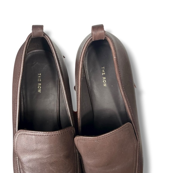 The Row Calfskin Loafers Brown Leather Size 38/7.5 Made In Italy Quiet Luxury - Picture 10 of 13